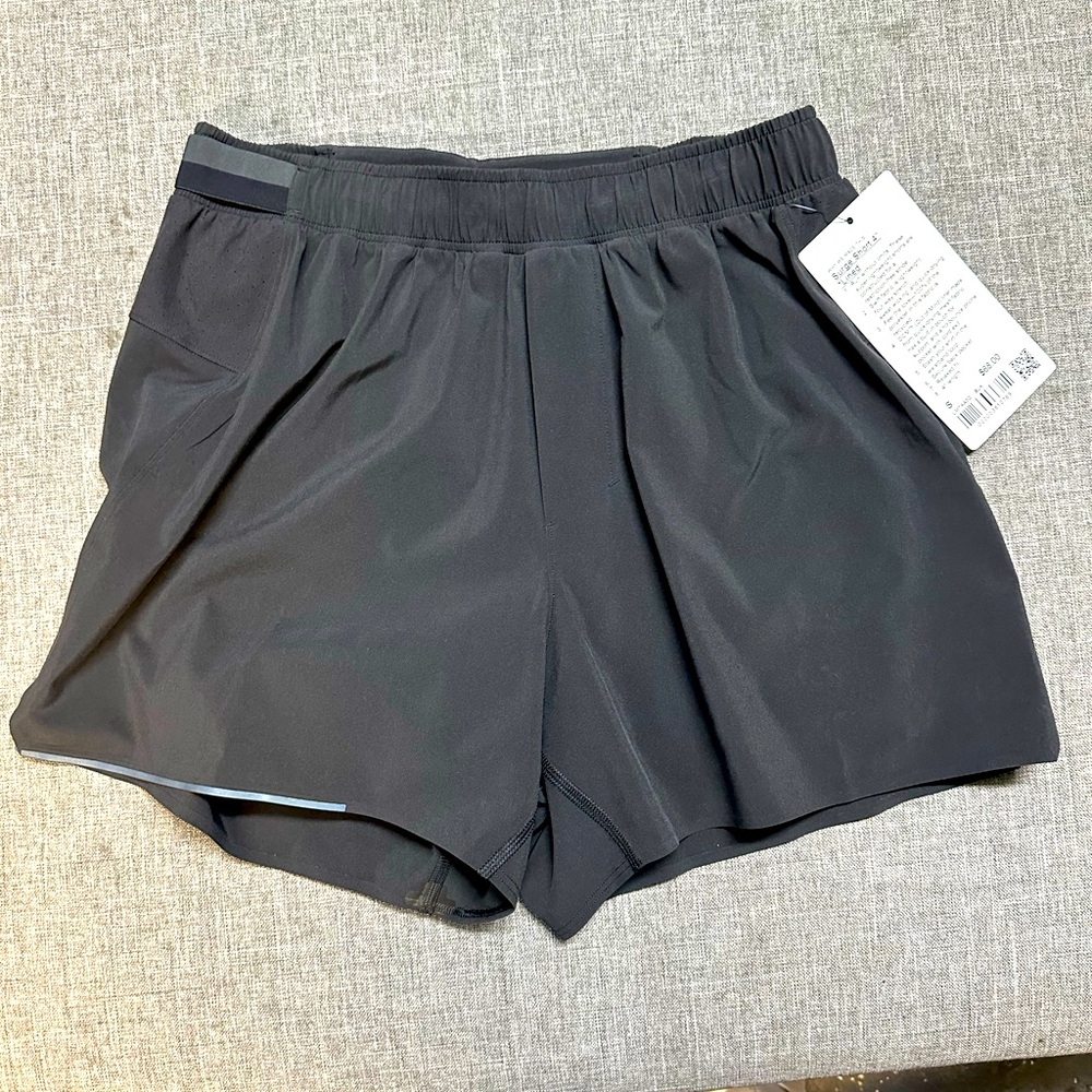 Lululemon Surge short 4” lined, black, sz S, NWT